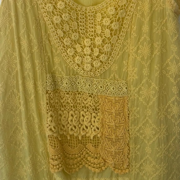 Johnny Was Yellow Embroidered/Eyelet Cupra Tank Top Size Small - Picture 4 of 7